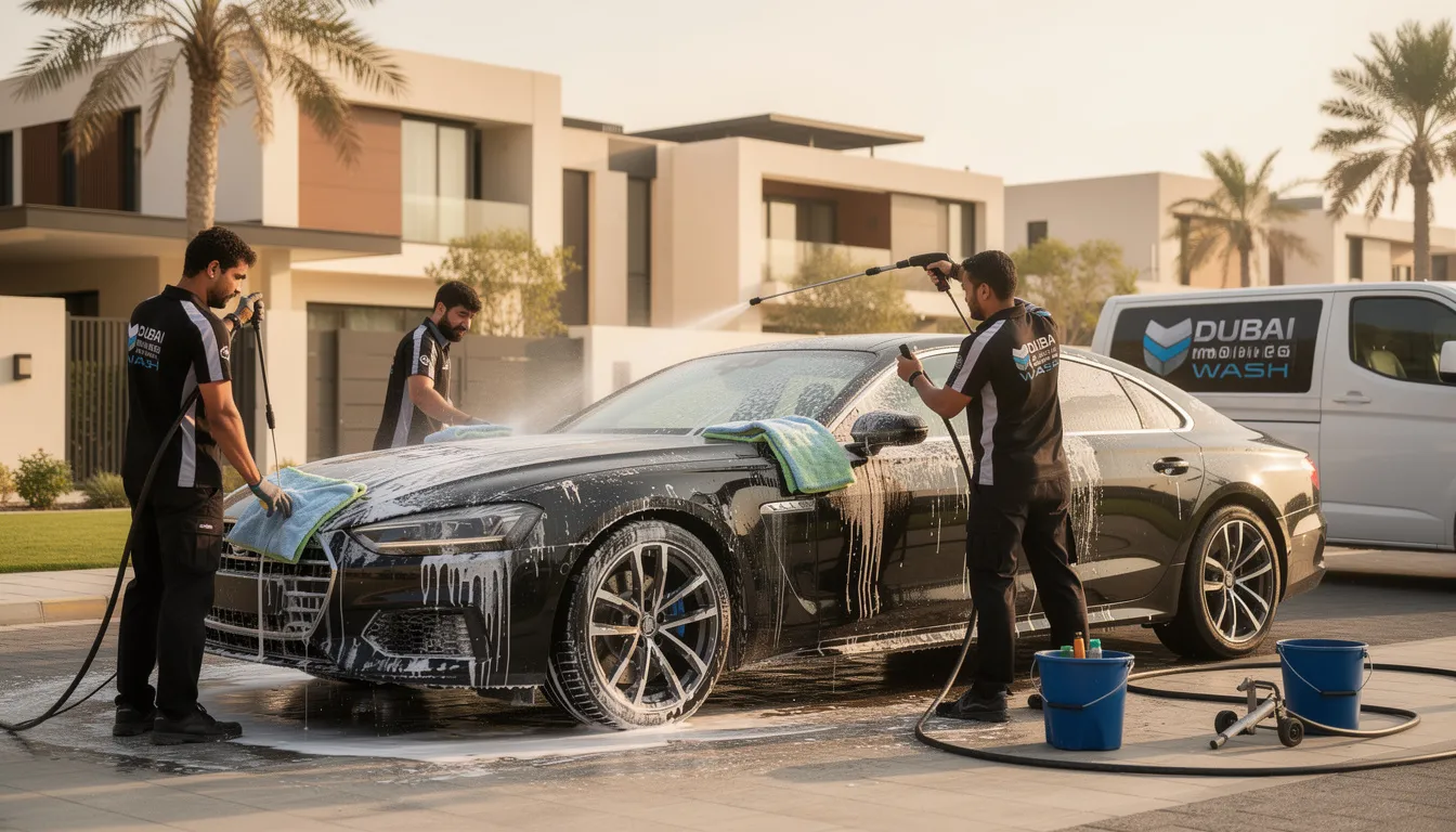 Professional mobile car wash service in Dubai