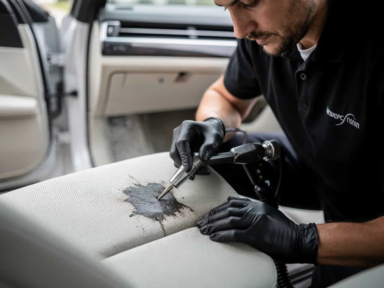 Professional stain removal from car upholstery